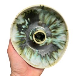 Organisk keramik lysestage - Grn