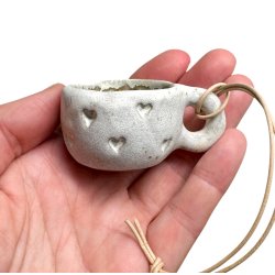 Mini keramikkop - Julepynt - Hvid