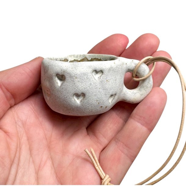 Mini keramikkop - Julepynt - Hvid