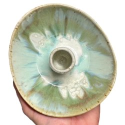 Organisk keramik lysestage - Grn