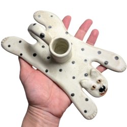 Sneleopard keramik lysestage