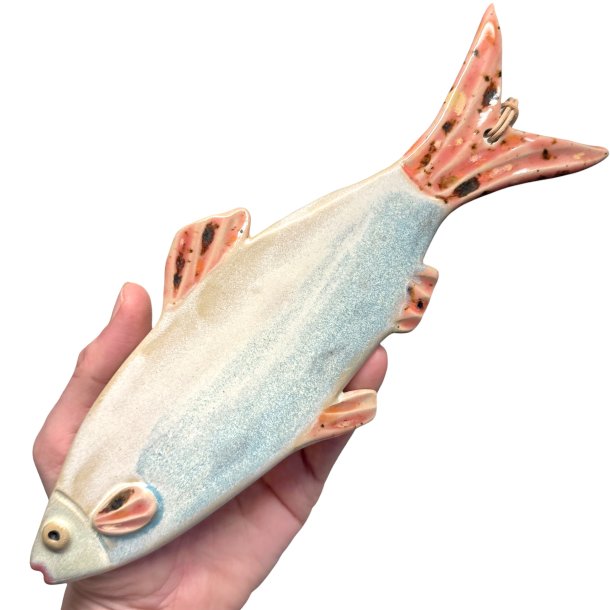 L�kker sild - keramik fisk til v�ggen - Turkis