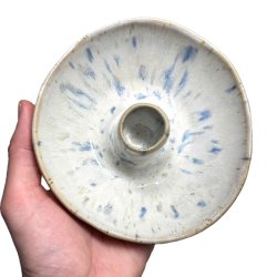 Organisk keramik lysestage - Bl plet