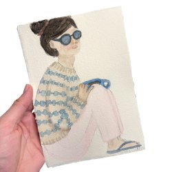 Kaffestund- Original Akvarel -  A5