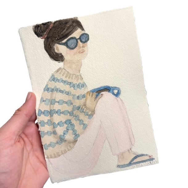 Kaffestund- Original Akvarel -  A5