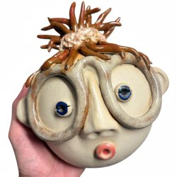 Hottentot brilledame  - keramik v�goph�ng - r�dbrunt h�r