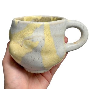 Sansekop med hank - keramik kop - gul
