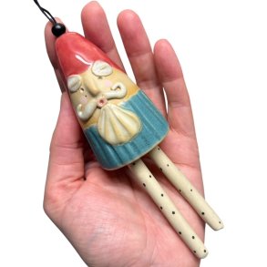 Finurlig klokke - Keramik julemand - 124