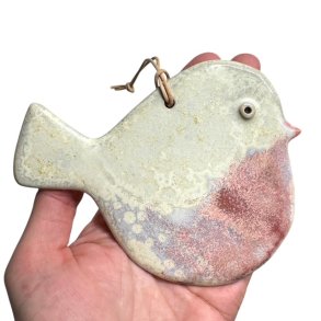 Lille fugl - keramik vgophng - rosa