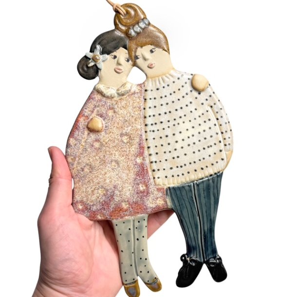 Mig og min bestie - keramik vgophng -  prik rosa