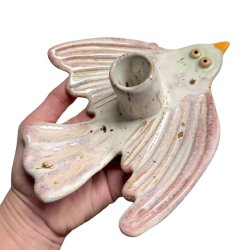 Flyv fugl -keramik lysestage - Rosa