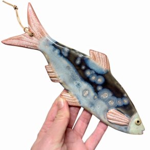 Lkker sild - keramik fisk til vggen - bl