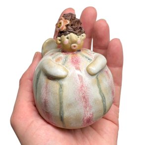 Kugleengel med hjt hr - lille - pink