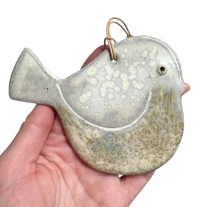 Lille fugl - keramik vgophng - brun