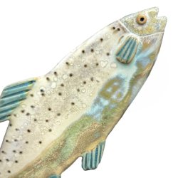 Lkker sild - keramik fisk til vggen - grn prikket