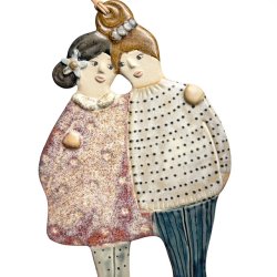 Mig og min bestie - keramik vgophng -  prik rosa