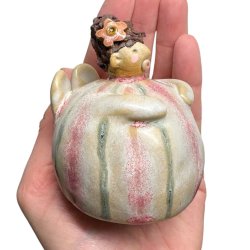 Kugleengel med hjt hr - lille - pink