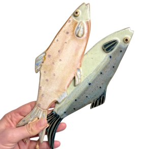 Lkker sild - keramik fisk til vggen - Rosa