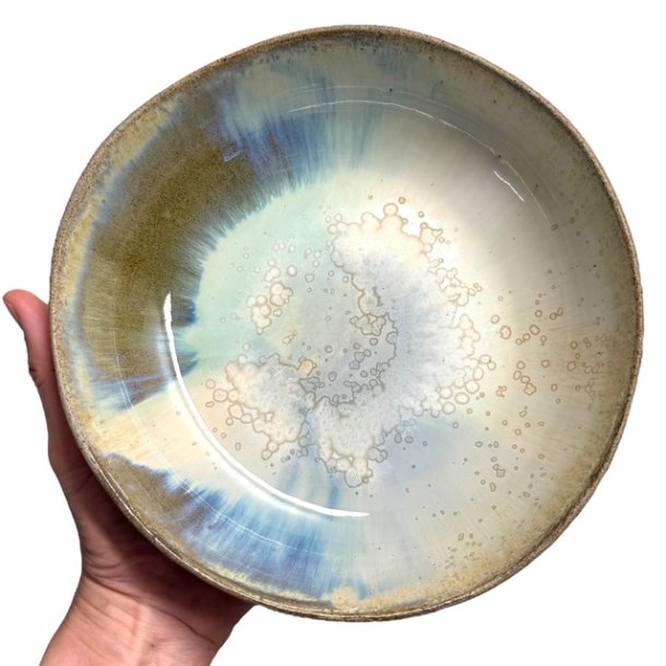 Keramikskl  - gr med pasteller