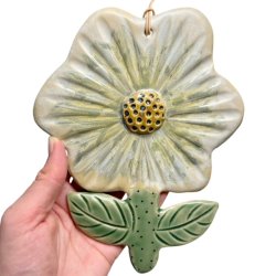 Blomst - keramik blomst vgkunst - gul-grn