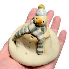 Smeltet snemand - keramik figur - stribet