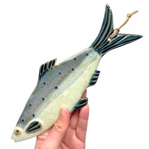 Lkker sild - keramik fisk til vggen - Bl