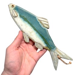 Lkker sild - keramik fisk til vggen - Grn