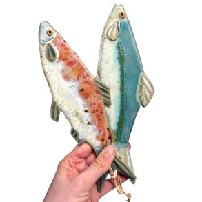 Lkker sild - keramik fisk til vggen - Rosa