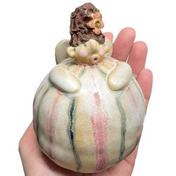 Kugleengel med hjt hr - stor - pink