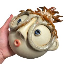 Hottentot brilledame  - keramik v�goph�ng - r�dbrunt h�r