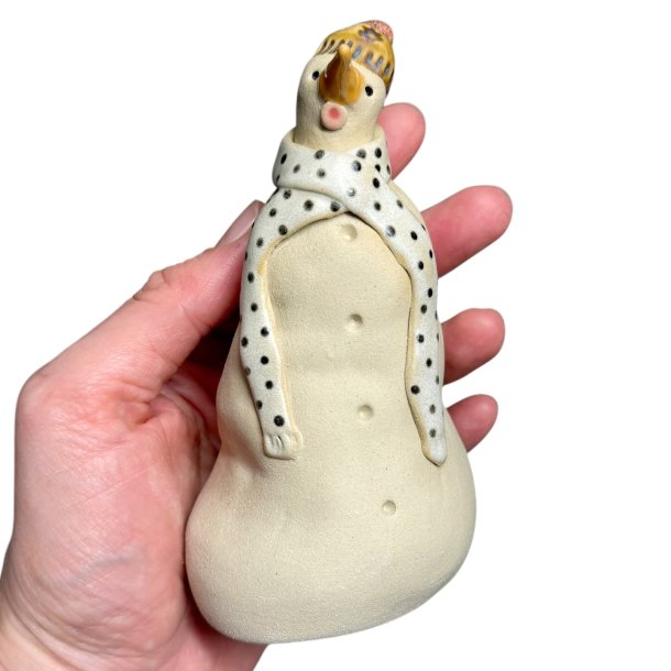 Snemand - keramik figur - gylden