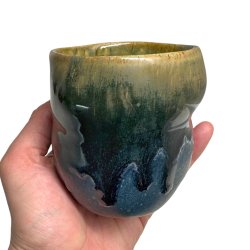 Sansekop - keramik kop - Bl og amber