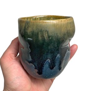 Sansekop - keramik kop - Bl og amber