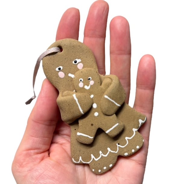 Keramik gingerbread mor-barn ophng