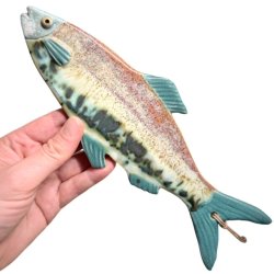 Lkker sild - keramik fisk til vggen - grn