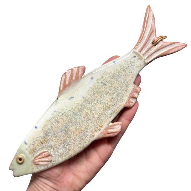 Lkker sild - keramik fisk til vggen - rosa