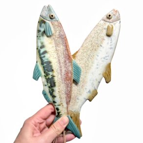 Lkker sild - keramik fisk til vggen - grn