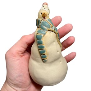 Snemand - keramik figur - blgrn