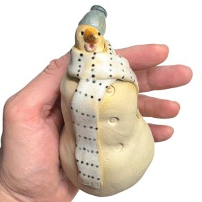 Snemand - keramik figur - Grn