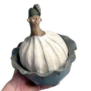 Klovne keramik krukke med lg