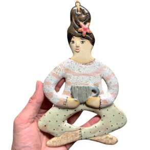 Kaffestund - keramik dame vgophng - Sille