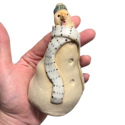 Snemand - keramik figur - Grn hat