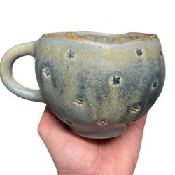 Stor hygge keramik kop - 10 - Blgr blomst