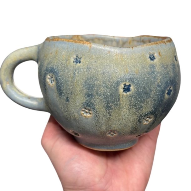 Stor hygge keramik kop - 10 - Blgr blomst