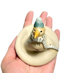 Smeltet snemand - keramik figur - bl