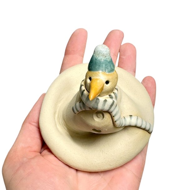 Smeltet snemand - keramik figur - bl