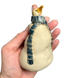 Snemand - keramik figur - Grn