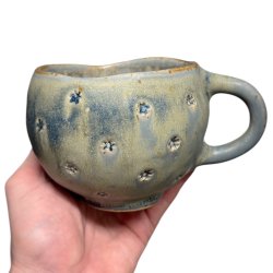 Stor hygge keramik kop - 10 - Blgr blomst