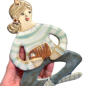 Kaffestund - keramik dame vgophng - Helle