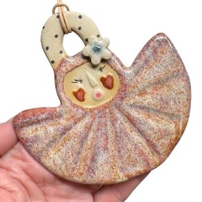 Engel - keramik julepynt - rosa